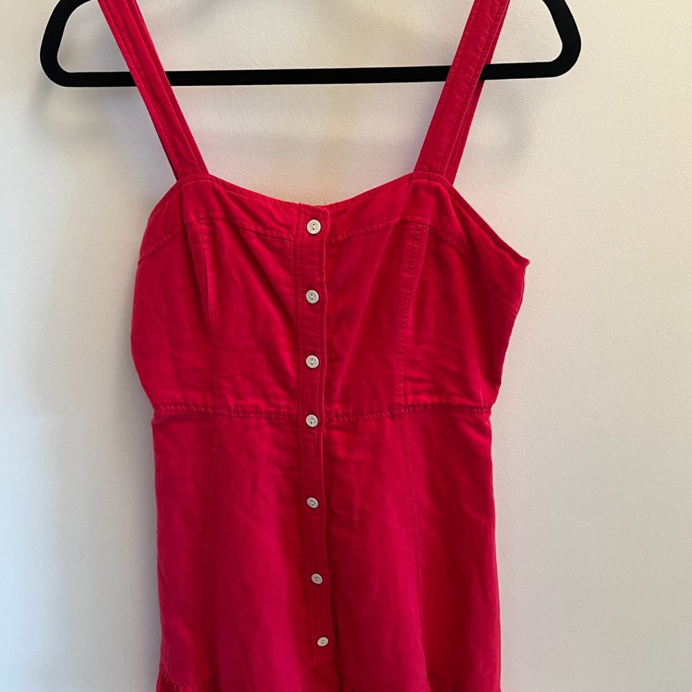 Red Button Down Mini Dress - Picture 8 of 8